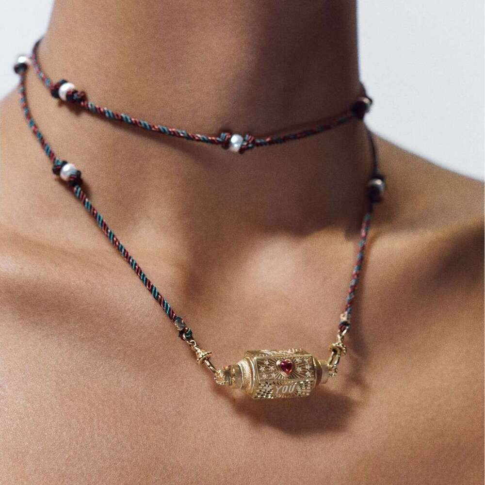 jewelry designer bracelet Valentine's Day colorful tarot card necklace, niche design, star eye pendant, gold-plated color preserving rainbow neck