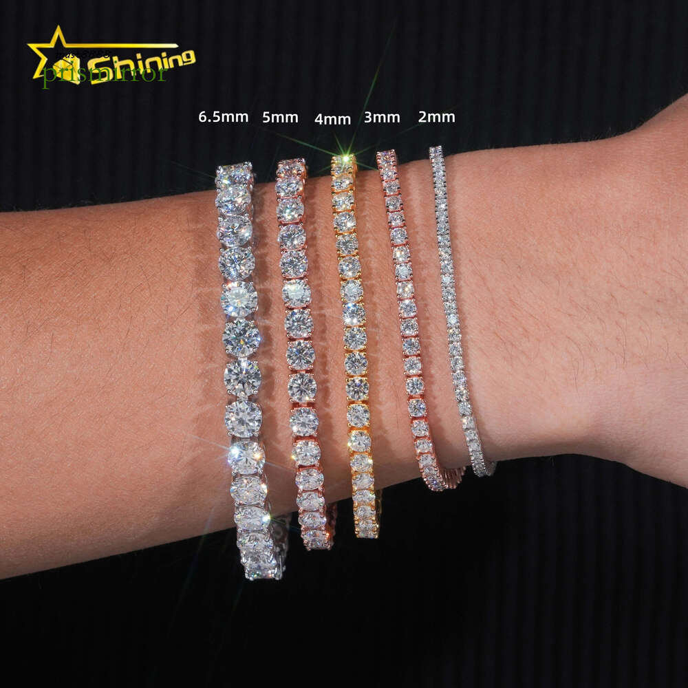 High Quality Pass Dia Tester Hip Hop Sterling Sier 2mm 3mm 4mm 5mm 6.5mm Moissanite Tennis Chain Bracelet