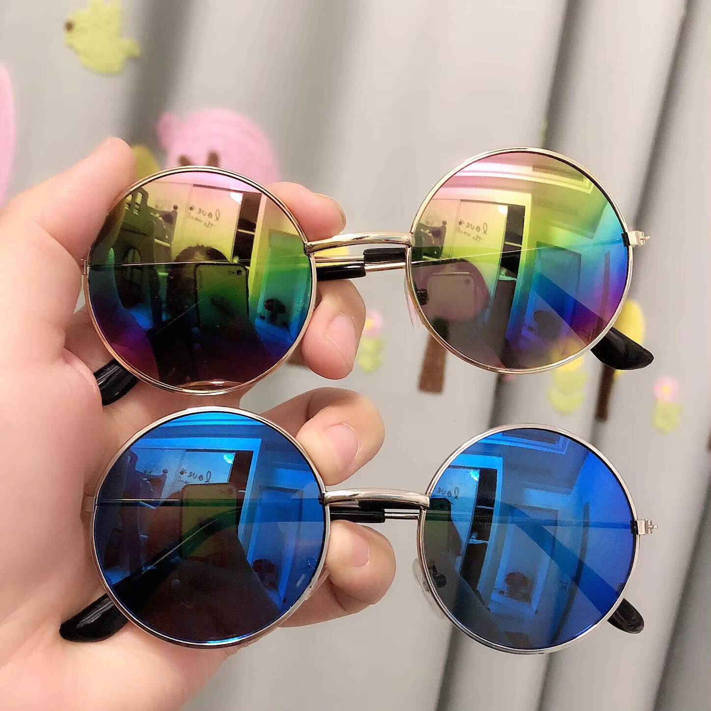Round Kids Sunglasses Metal Frame Vintage Boys Girls Punk Glasses UV400 Eyeglasses Children 2-8 Years Old Visor Mirror Eyewear ddmyshoesvip Z260305
