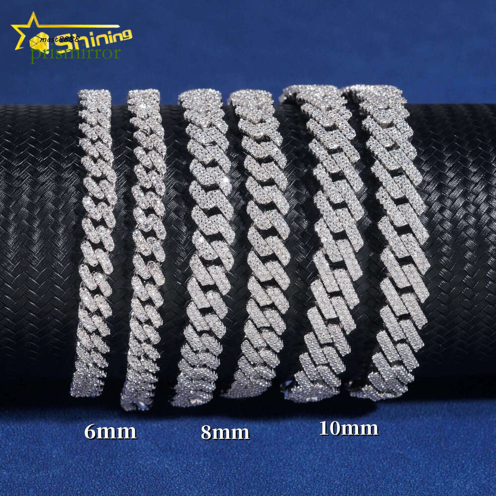 Hot Sale Fine Jewelry Lab Sterling Sier 14k Gold Plated Vvs Moissanite Dia Men Cuban Link Bracelet