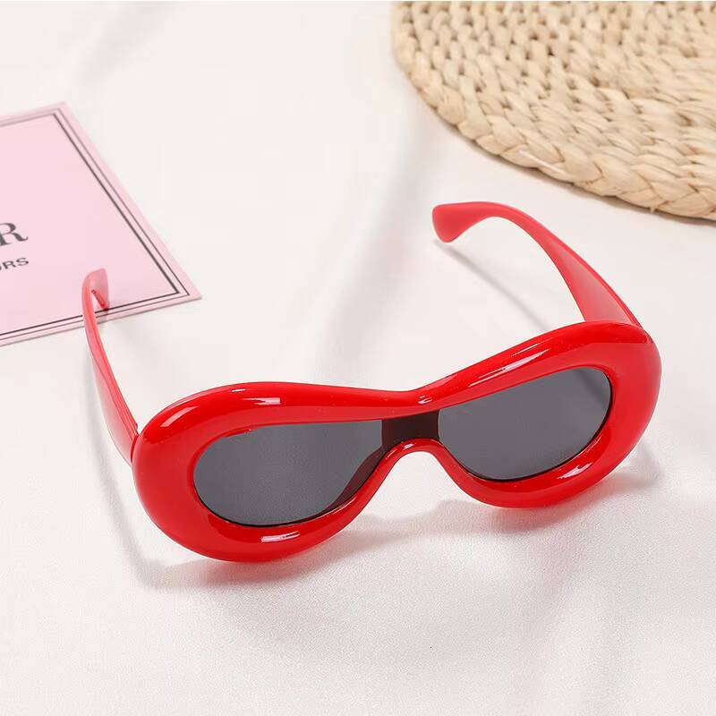 3-10 Years Kids Funny Inflated Sunglasses Trendy Y2K Wrap Around Boys Girls Cat Eye Sun Glasses Candy Color Thick Frame Shades ddmyshoesvip Z260305