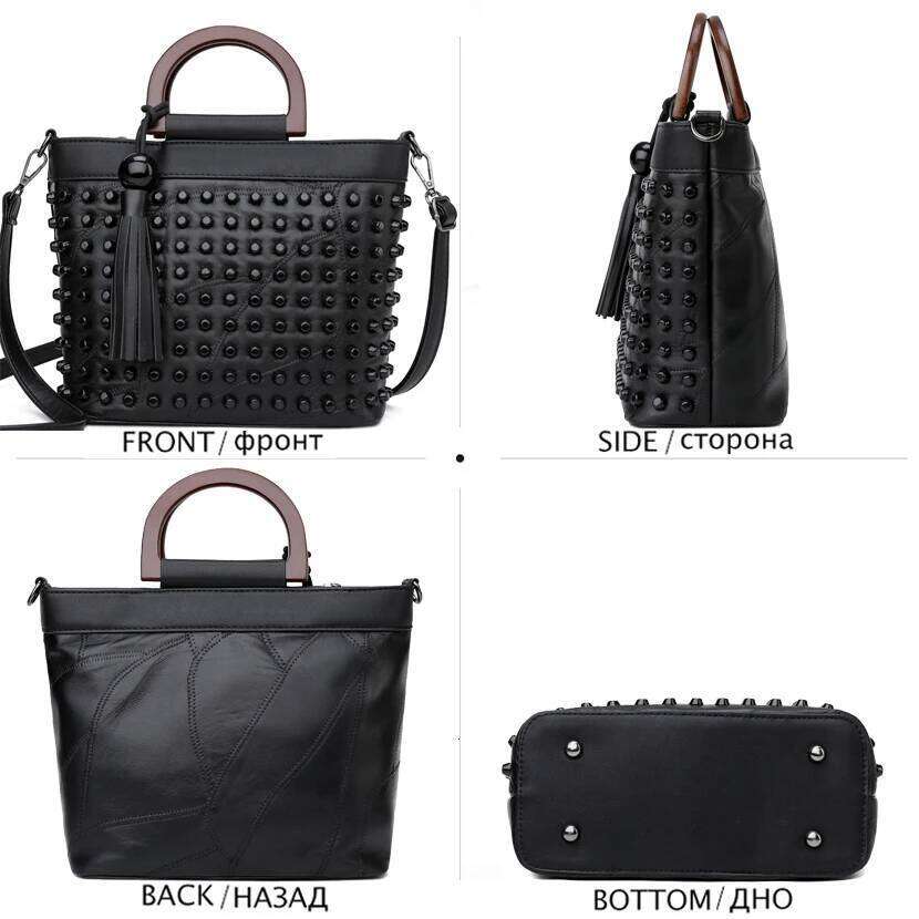 Designer Bag Fashion Sheepskin Leather Handbag Rivet Ladies Hand Tote Bag Famous Brand Messenger Crossbody Bags For Women