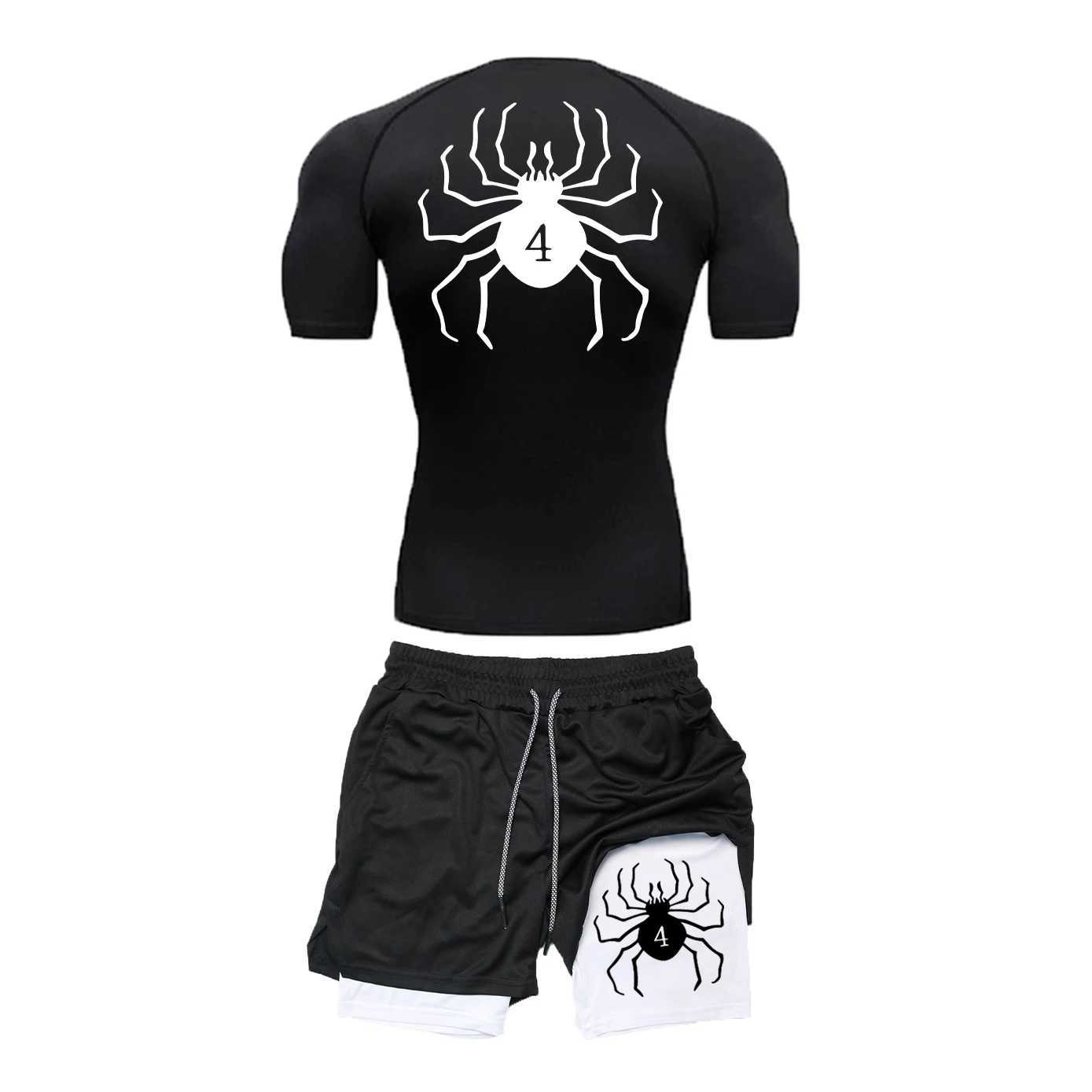 Anime Hunter X Hunter Compression Shirt Set Performance Set Mens Athletic Workout Quick Dry T+ Bilayer Shorts X250701