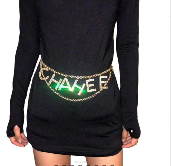 Sparkling diamond multi-layer waist chain paired with skirt CHA letter body chain waist accessory fashion Jewelry