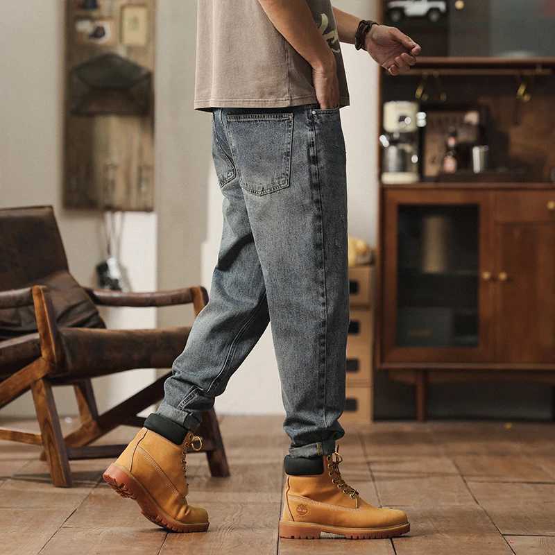 2025 summer new mens loose elastic straight leg casual denim pants fashionable and casual elastic straight leg denim pants for W250701 W250701