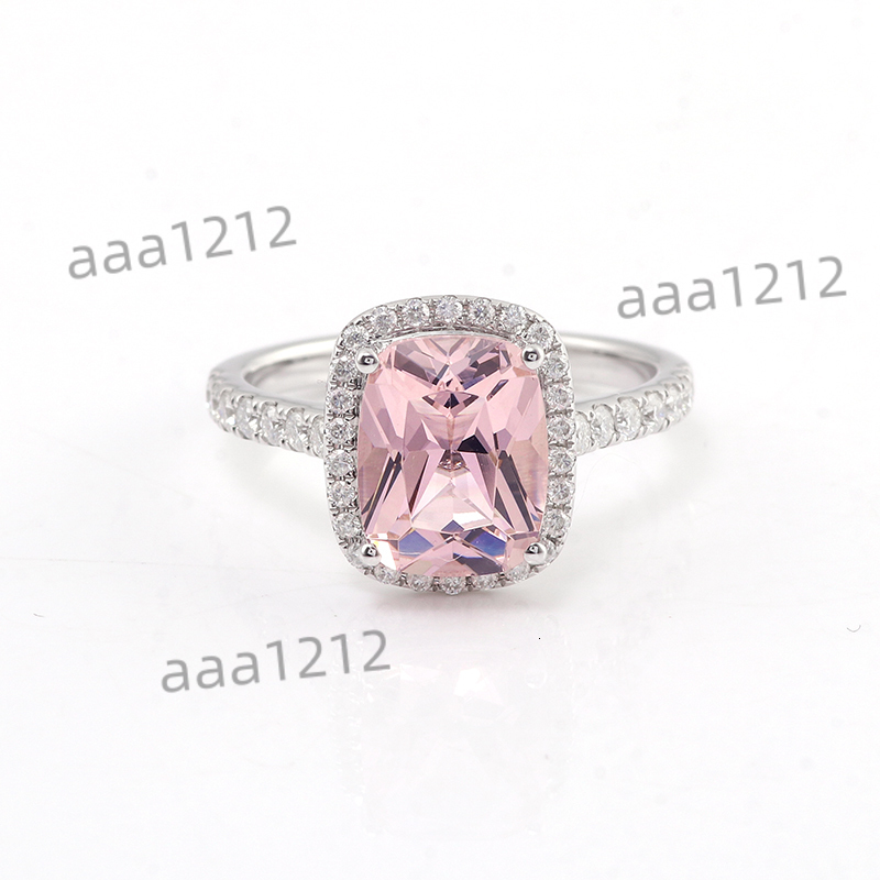 3ct 9x7mm Elongate Cushion Brilliant Cut Morganite Engagement Ring with Moissanite halo in 18 Solid White Gold