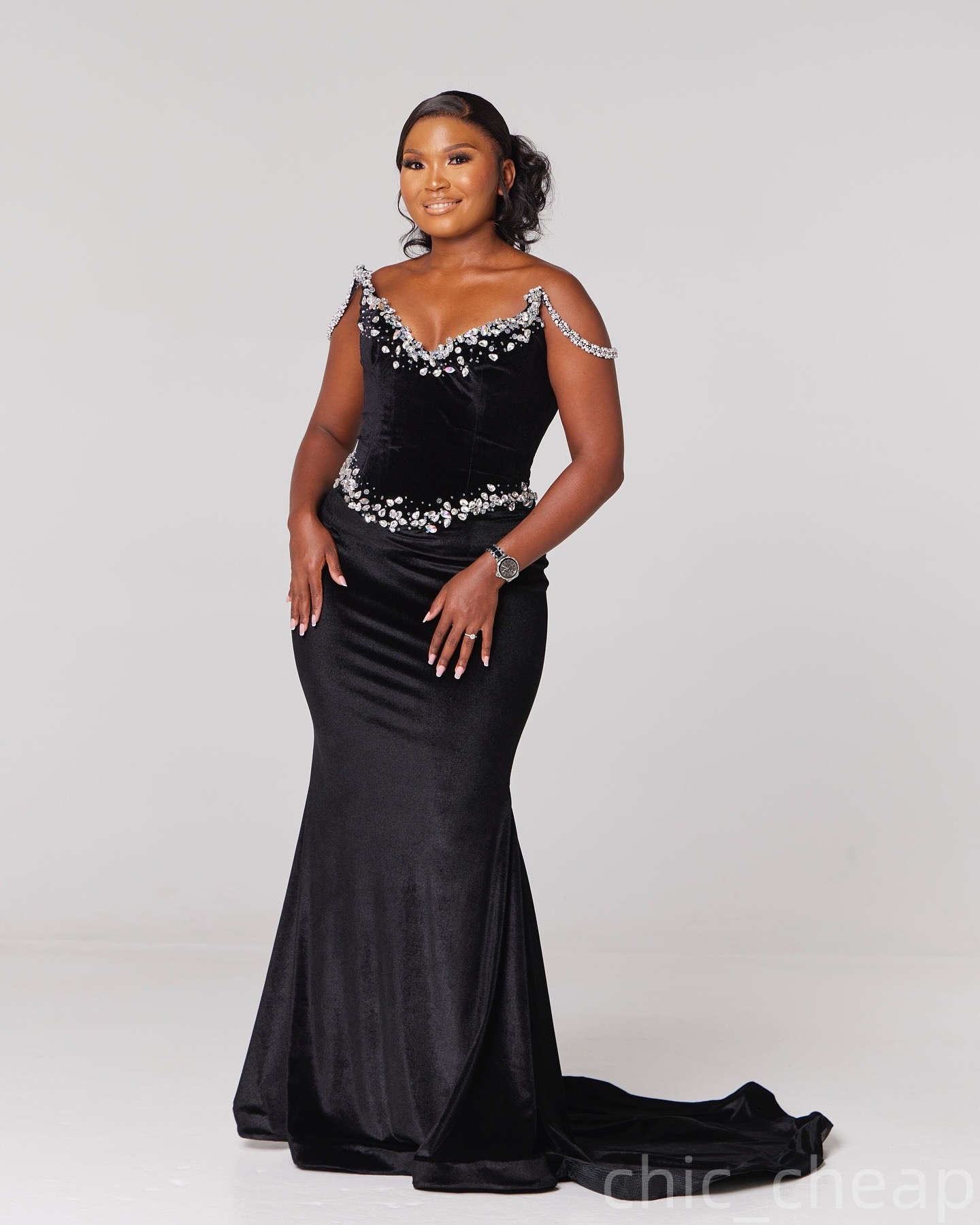 Black Mermaid Prom Dresses 2025 Velvet Beaded Rhinestones Sweetheart Evening Formal Party Second Birthday Engagement Gowns Plus Size Dress For Special