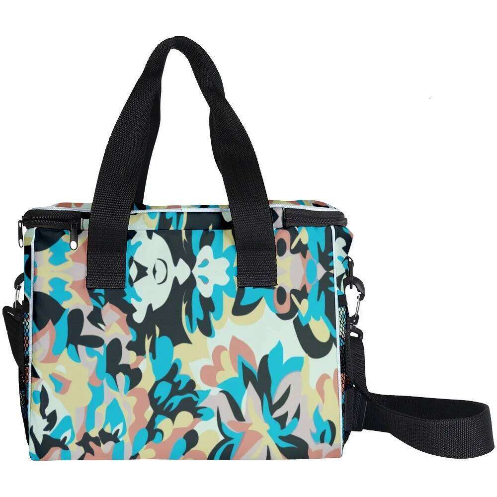 Hip Hop Novelty picnic Crossbody Art Fragmented flowers More Big Lunch Bag 3D Print Thermal insulation Food Handbags Ice Bags