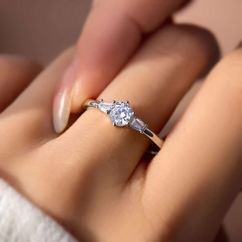 Custom New Design Womens 925 Sterling Silver 14K 18K Gold Plated Purity Silver Ring Zircon Weddings Bnad Engagement Party Gifts