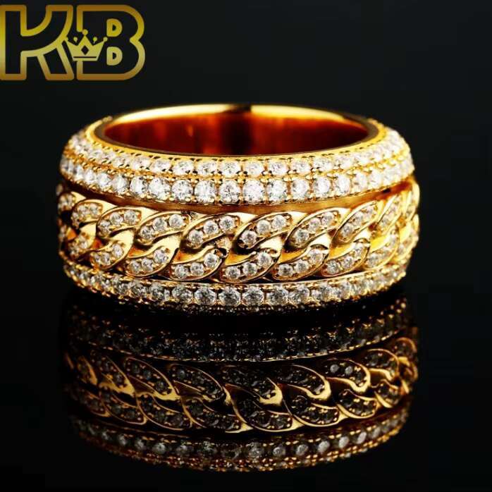 Custom Hip Hop Jewelry Ring 925 Silver VVS Moissnite Diamond Clover Style Gold Plated Ring for Men Women