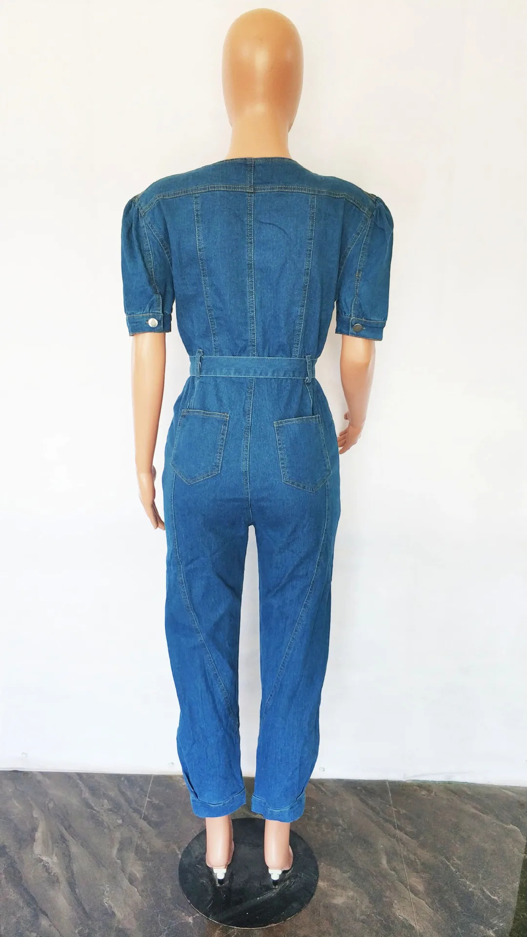 Denim Stretch Jumpsuit Sexy Women Vneck Elegant Jeans Casual Party Overalls Romper 250625