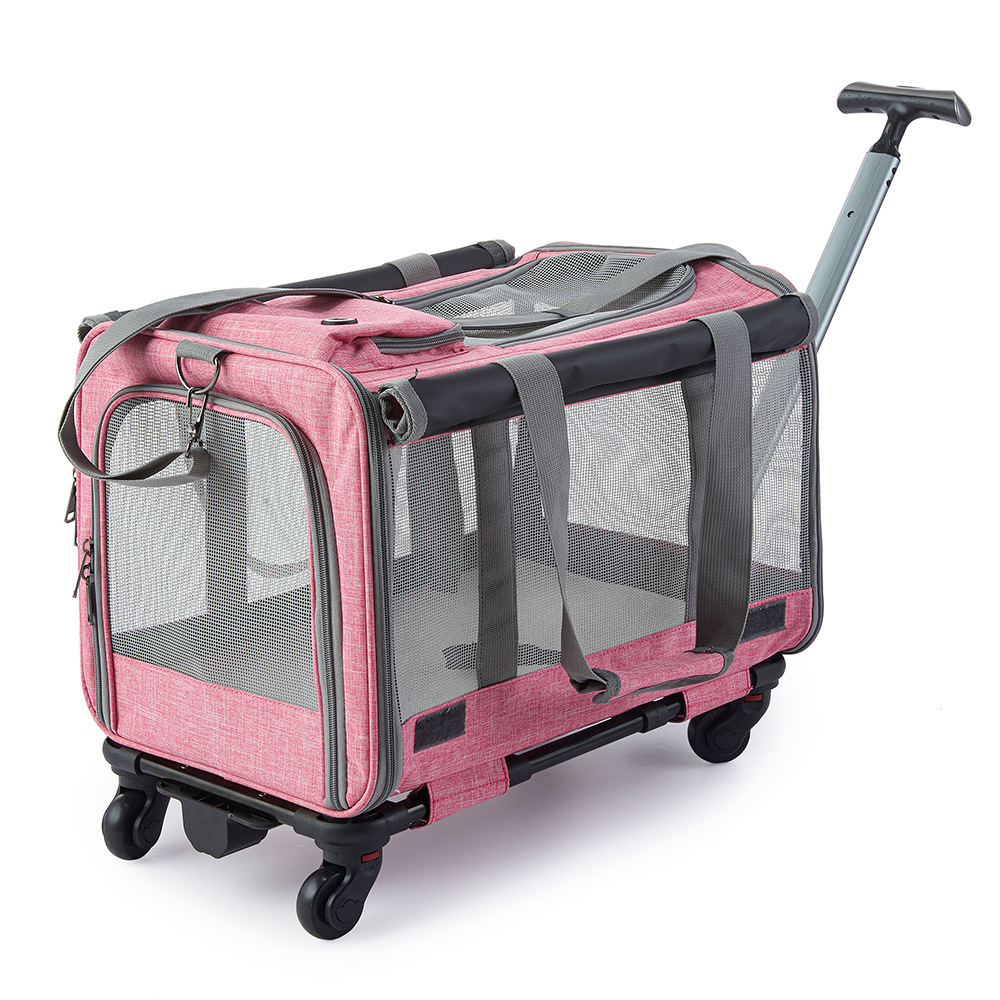Pet Trolley Bag Katziela Rolling Transport Bag Airline Standard Dog Cage TSA Approved Small Dog and Cat Pet Transport Bag Soft FAA Travel Airplane Dog