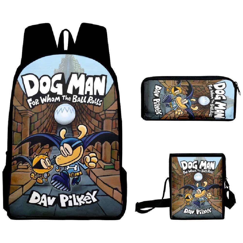 Fashion Novelty Cool Dog Man 3D Print 3pcs/Set pupil School Bags Laptop Daypack Backpack Inclined shoulder bag Pencil Case