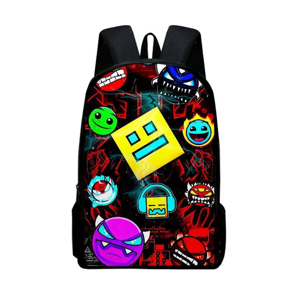Fashion Novelty Cool Geometry Dash Notebook pupil School Bags 3D Print Oxford Waterproof Boys/Girls Laptop Backpacks