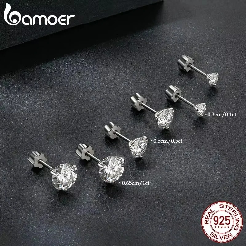 simple diamond VVS1 moissanite earrings designer for women men making of 925 sterling silver stud earrings screw back earring jewelry women valentines