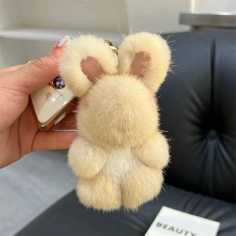 Mink Fur Rabbit Keychains Pendant Bunny Keychain Solf Cute Rabbit Toy Key Chain Charms Decoration Accessories Gift For Girls 250627