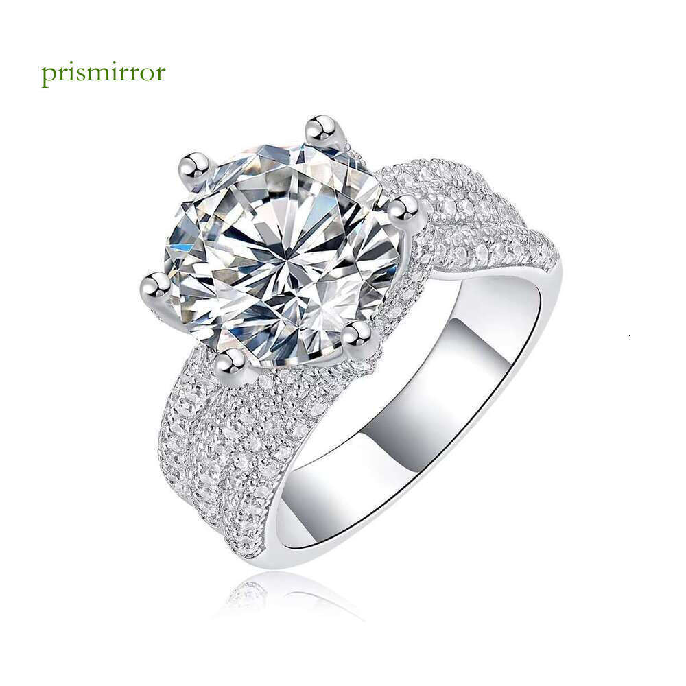 Silver plate, platinum long stick, bread, moissanite, dragon, wedding engagement ring for women