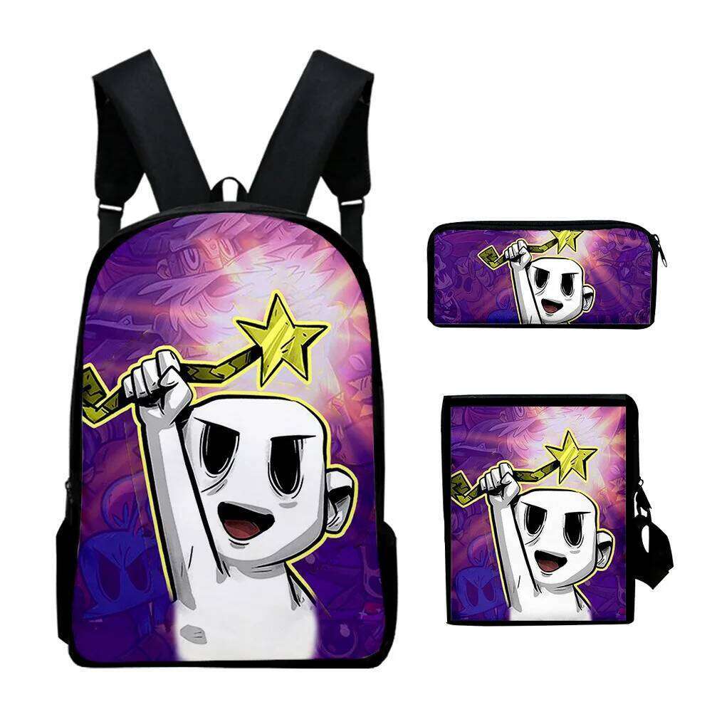 Novelty Nobody Saves the World 3D Print 3pcs/Set School Bags Laptop Daypack Backpack Inclined shoulder bag Pencil Case