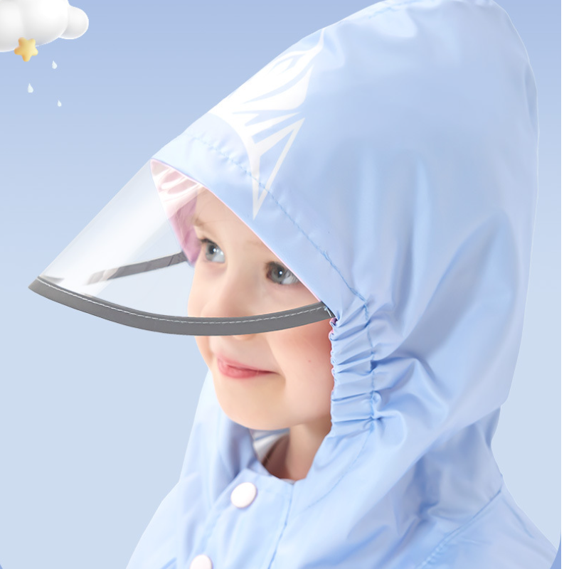 Disney Unisex Children's Raincoat with a large brim design soft EVA material Children's raincoat set Reflective belt design for hooded rainc