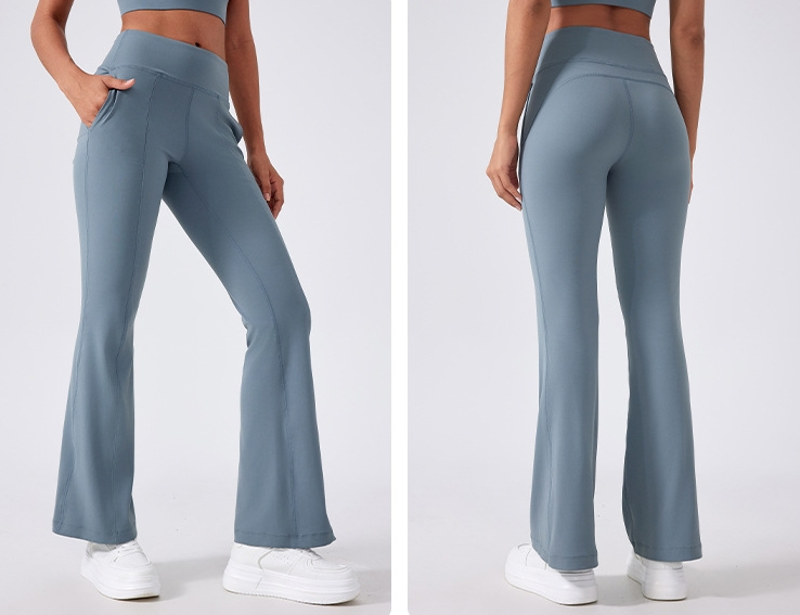 2025-- Women's High-Waist Flare Yoga Pants Comfortable Active Trousers with Concealed Back Pockets