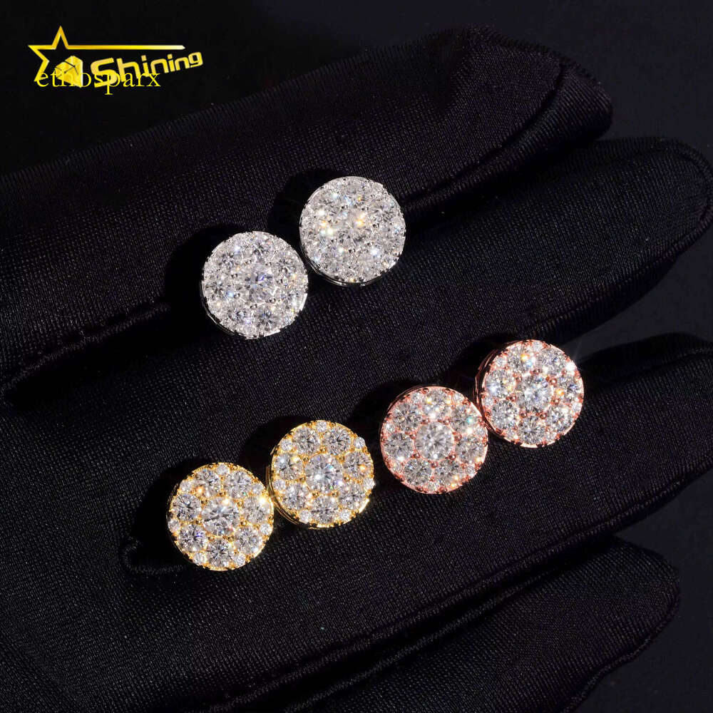 Fashion for Men and Women Hip-Hop Sandstone Stud Iced Sier Earrings Daily Wear