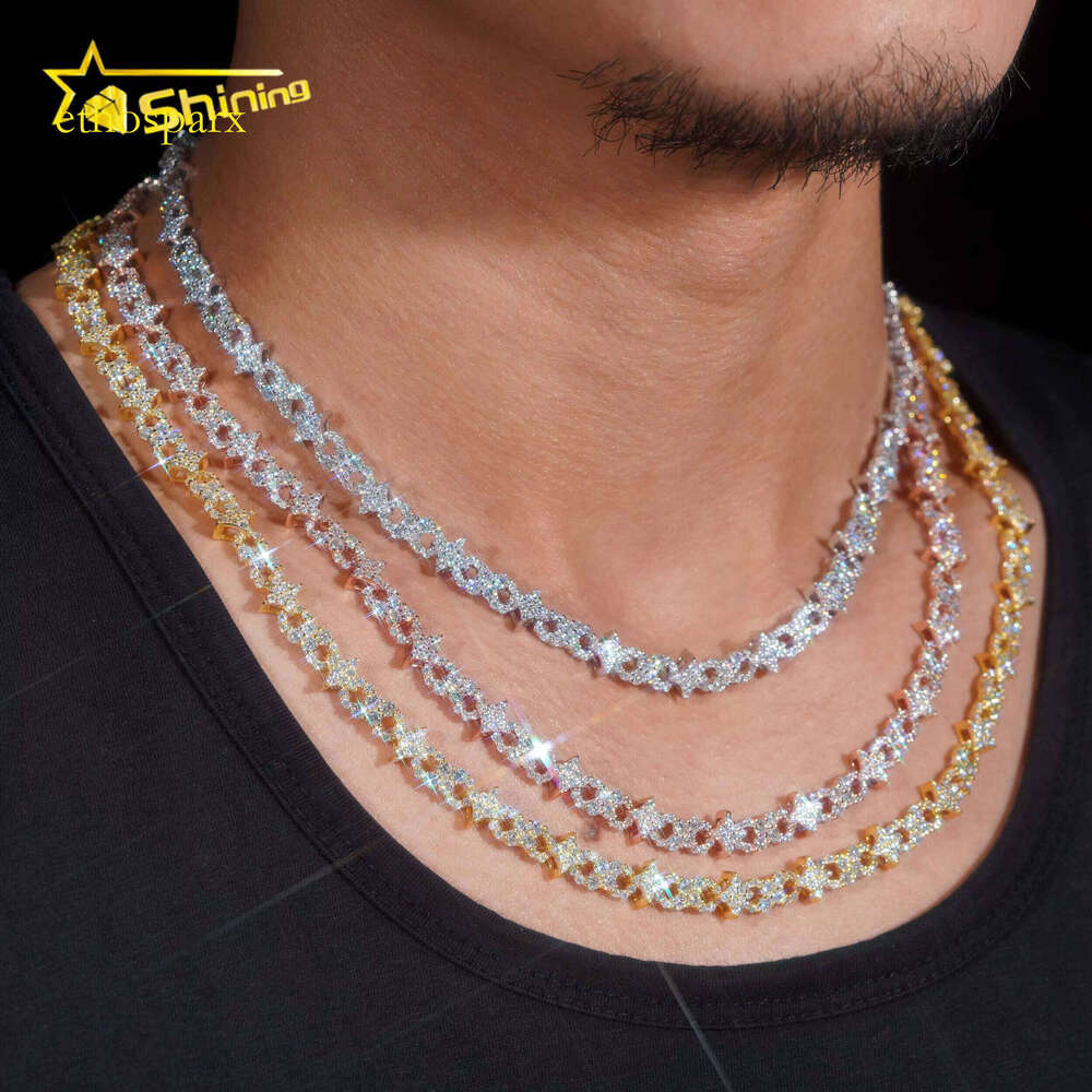 New Design Moissnaite Sterling Sier Gold Plated Unisex Necklace Bracelet Jewelry Set