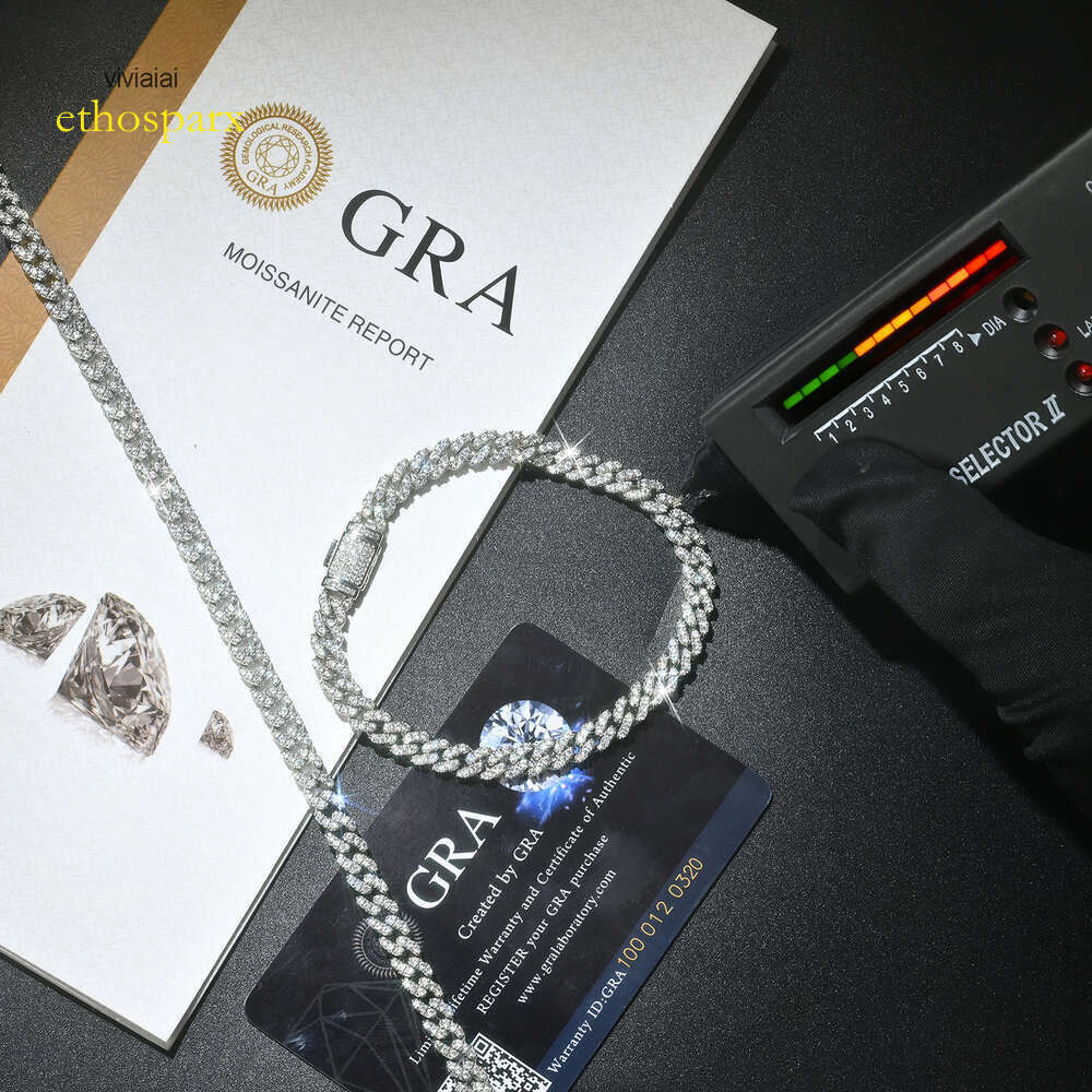 Fine Jewelry Fast Shipping 6MM Sterling Sier Moissanite Cuban Link Chain Mens and womens jewelry