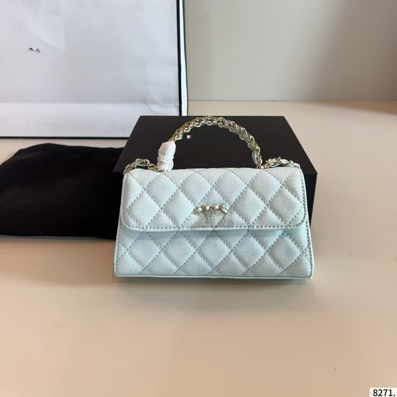 Mini chain shoulder bag, girls' diagonal cross lychee patterned mobile phone bag, handbag 10A