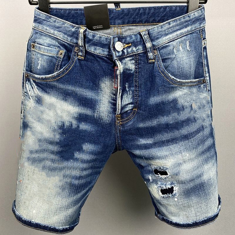 Designer Men's Denim Shorts Classic High Street Stretch Slim Fitting Jeans Retro Hip Hop Straight leg Five Short Pant