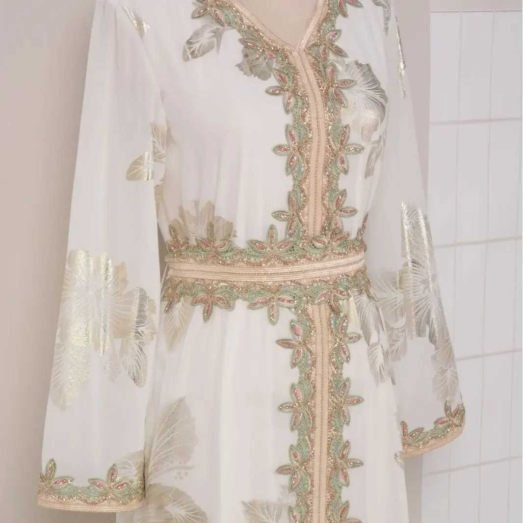 New Dubai Slim Dress Abayas for Women Turkey Islam Clothing Slim Fashion Arabia Long Dress Ktan Clothes for Slim Women W250701