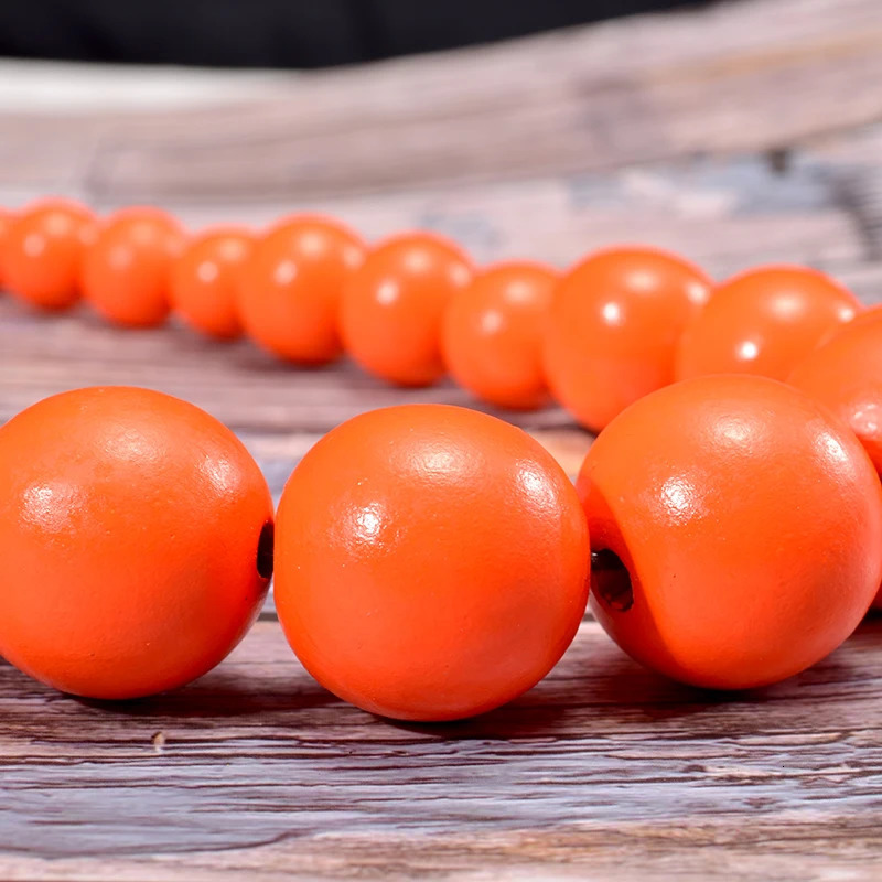 UDDEIN Bohemian Orange Big Round Long Wood Necklace Pendent Handmade Chain Link Necklace For Women Bib Beads Party Jewelry 250630