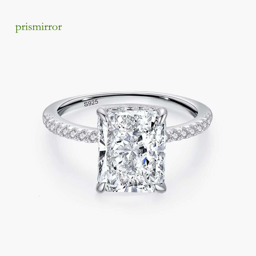 Ailmay Pure Silver Luxury 8A Crushing Ice Cut Zirconia Ring Suitable for Women Wedding Declaration Platinum Plated Jewelry Gift