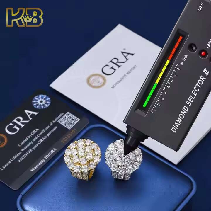 Premium Handcrafted 925 Sterling Silver VVS Moissanite Honeycomb Iced Out Ring Custom Luxury Hip Hop Bling Jewelry Wholesale