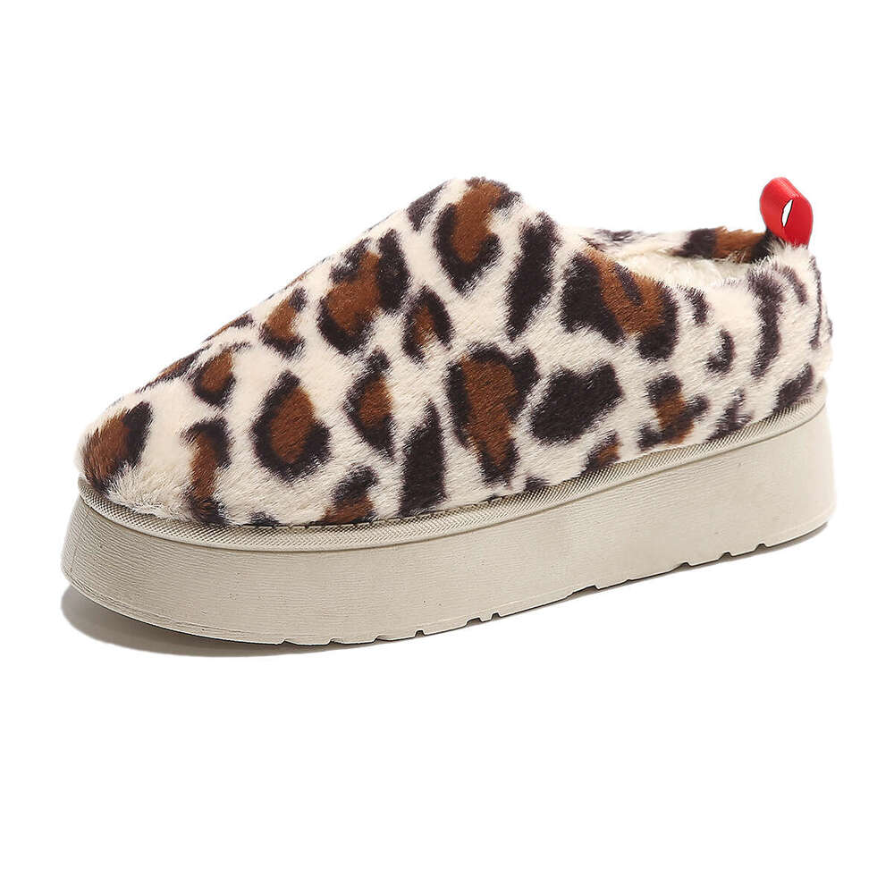 Leopard Print Decorated Free shipping Plush Women's Snow Boots Thick Sole Warm Comfortable Indoor/Outdoor Cotton Shoes