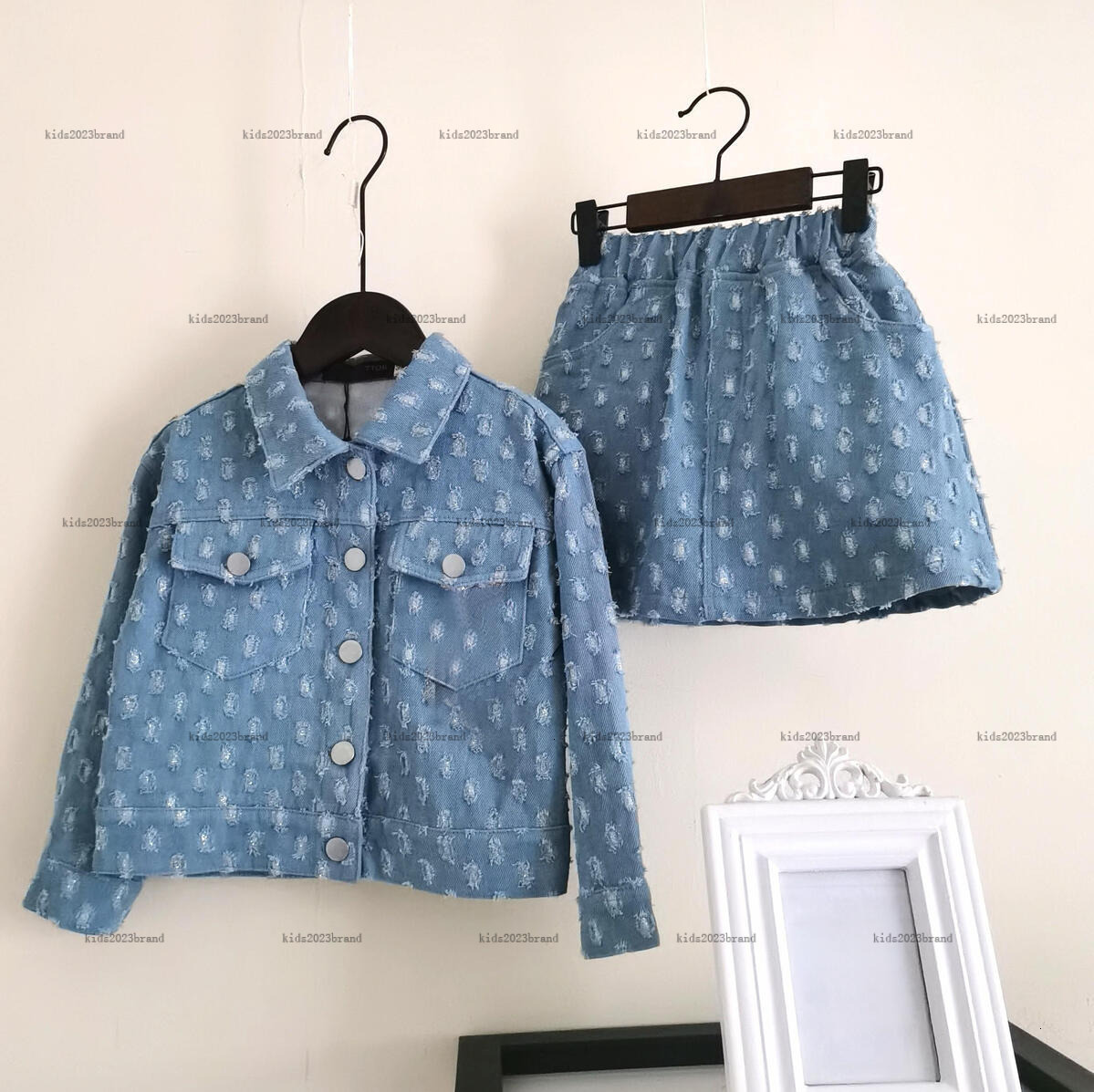 New girls dress Denim material baby skirt suits designer baby clothes autumn sweatshirt and pleated skirt A078X03N000
