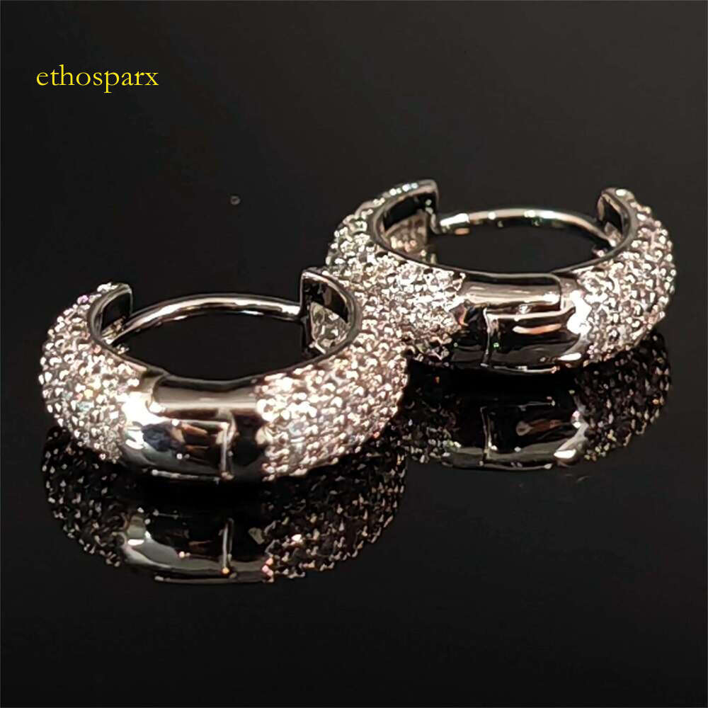 Hiphop Circular Silica Iced S Dvvs Platinum Sier Plated Earrings
