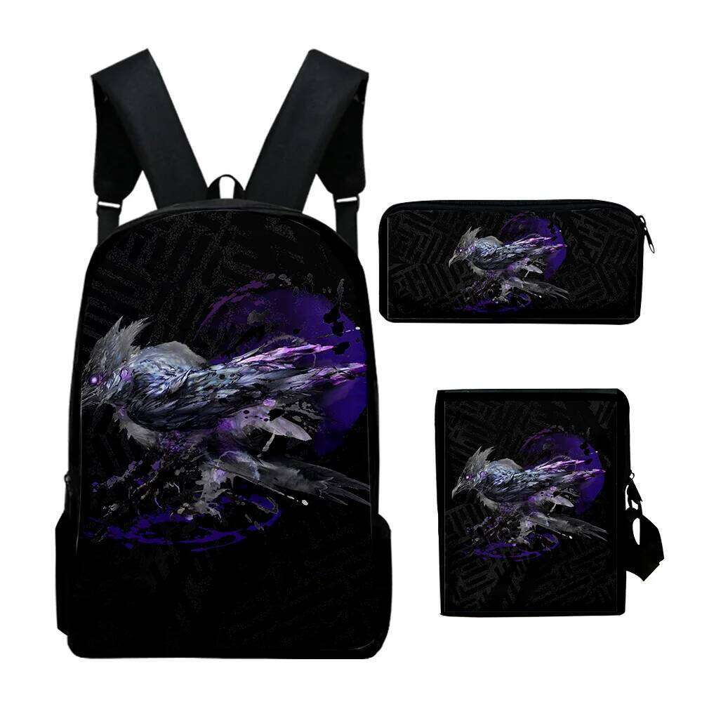 Fashion Novelty Wild Hearts Game 3D Print 3pcs/Set pupil School Bags Laptop Daypack Backpack Inclined shoulder bag Pencil Case