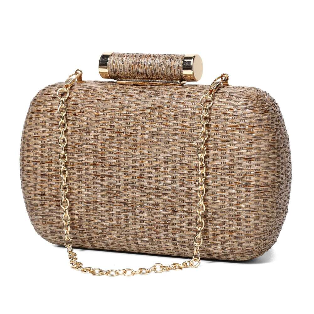 Spring New Straw Fashion Handmade Woven Elegant Socialite Clutch Simple Crossbody Bag