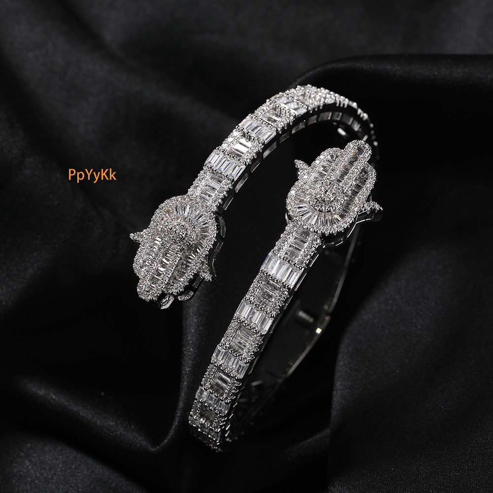 Luxury Jewelry Fatima Hand Bracelet Men Iced Out Palm Charm Hip Hop New Designer Accessory Pass the diamond tester