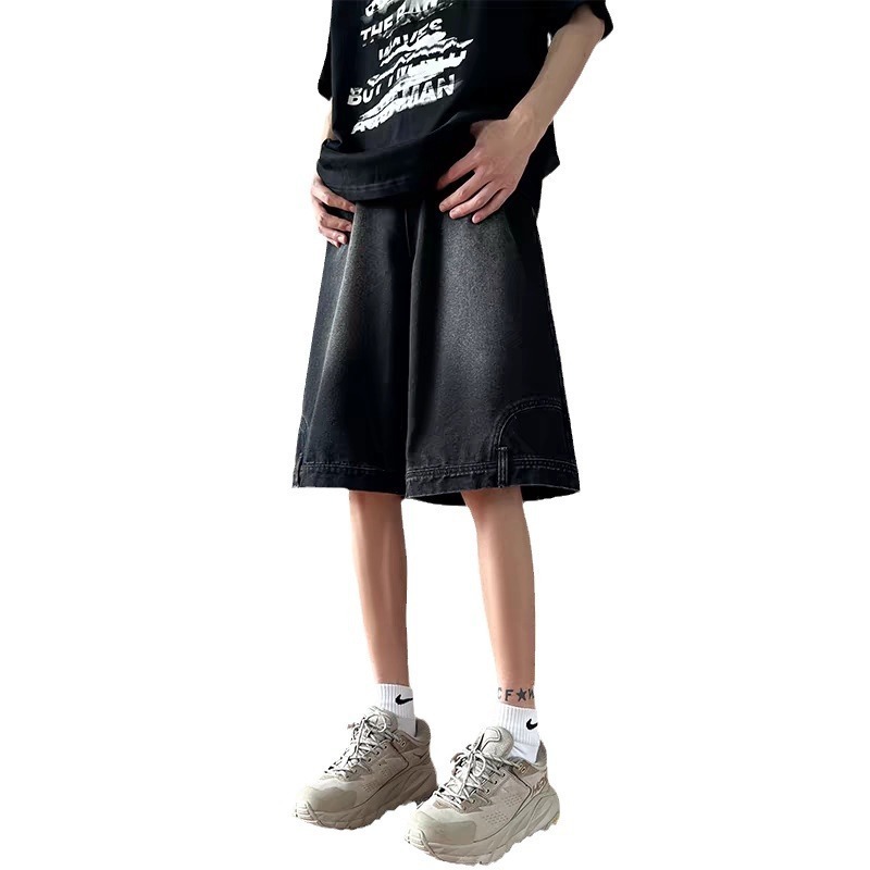 New American Style Inverted Denim Shorts for Men Summer Trendy Loose Washed Cool Five-Point Casual Shorts 240924