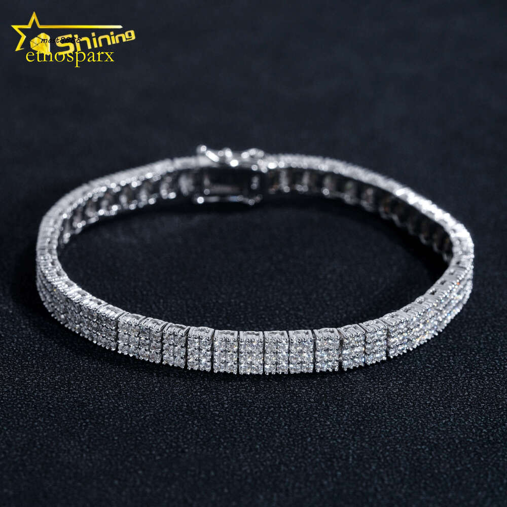 GRA Certificate Fashion 3 Rows Dia Sier Bracelet Moissanite Tennis Chain