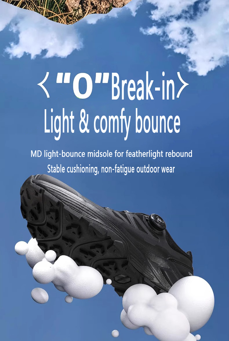 Men's breathable hiking shoes; outdoor sports shoes with thick soles, wear-resistant, anti-skid, cross-country running shoes, trekking