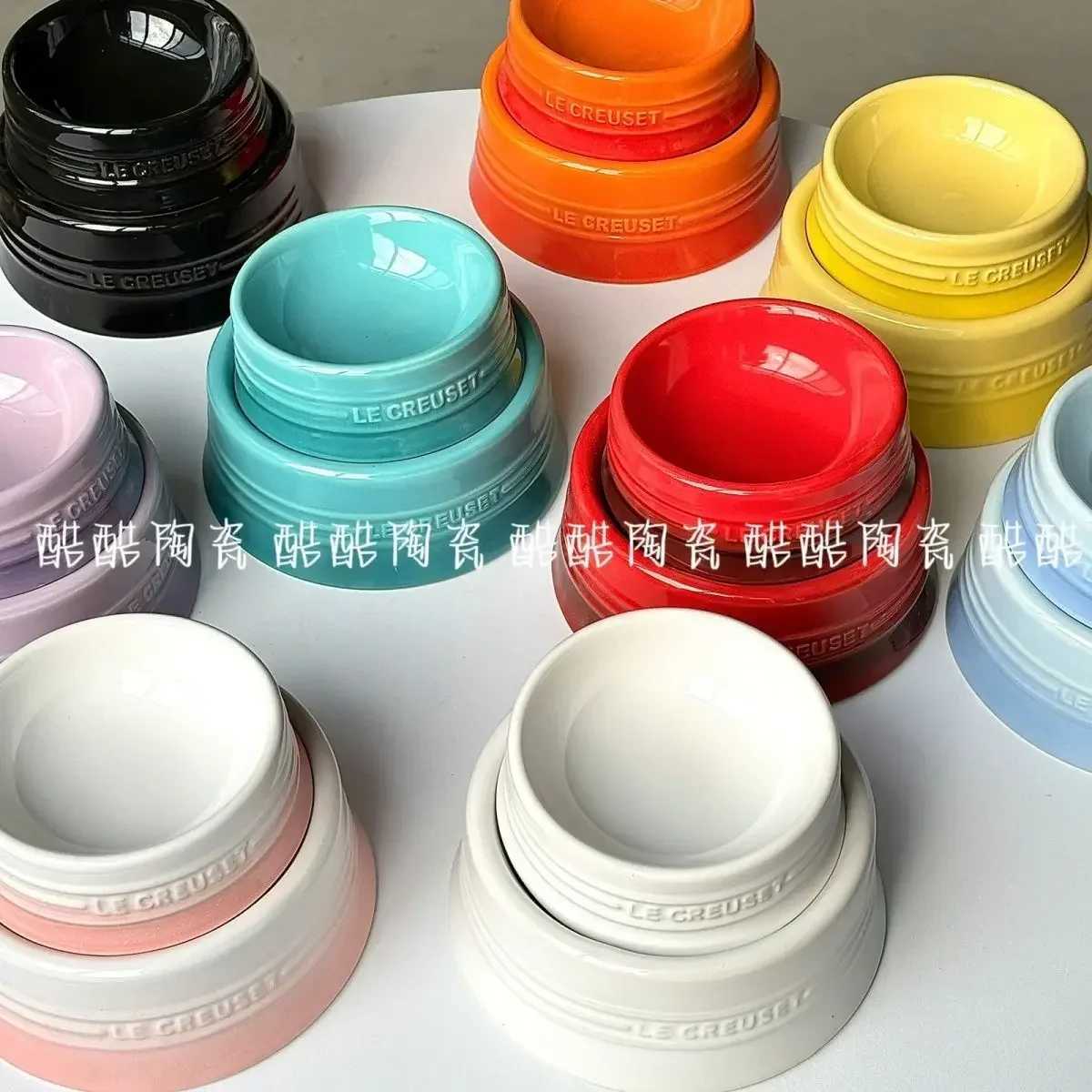 Cool Colored Short Footed Cat Snack Bowl Anti Spill Pet Bowl Neck Protection Dog Water Bowl Cat Supplies Y250630