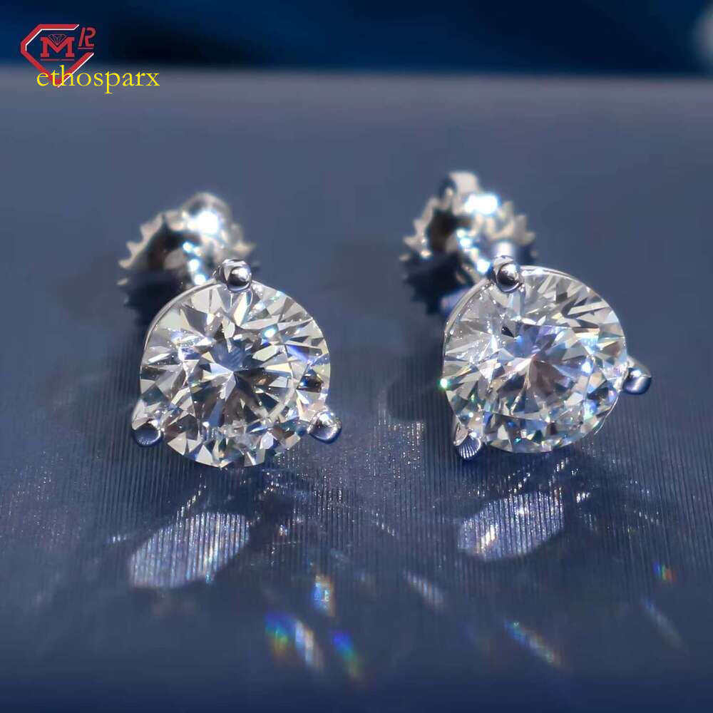 Gorgeous solid sier 3-fork screw back pyroxene earrings for men and women