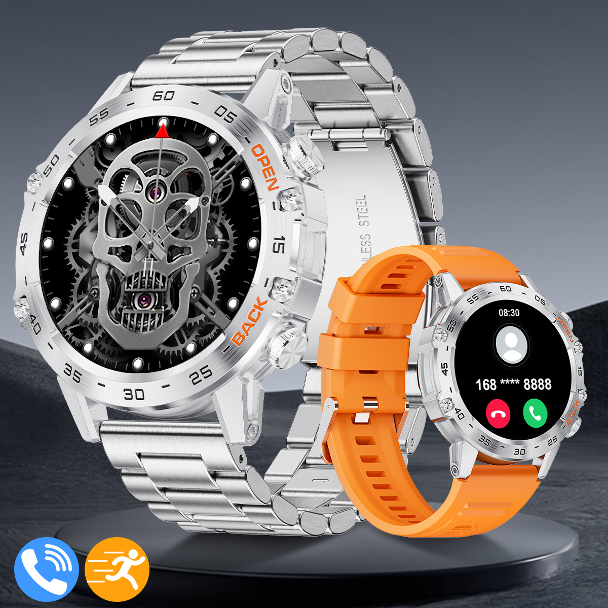 LIGE Men's Smart Watch Multi-function Watch Wireless Call Health Test Blood Pressure Heart Rate Meter Step Long Seating Reminder Multiple Exercis