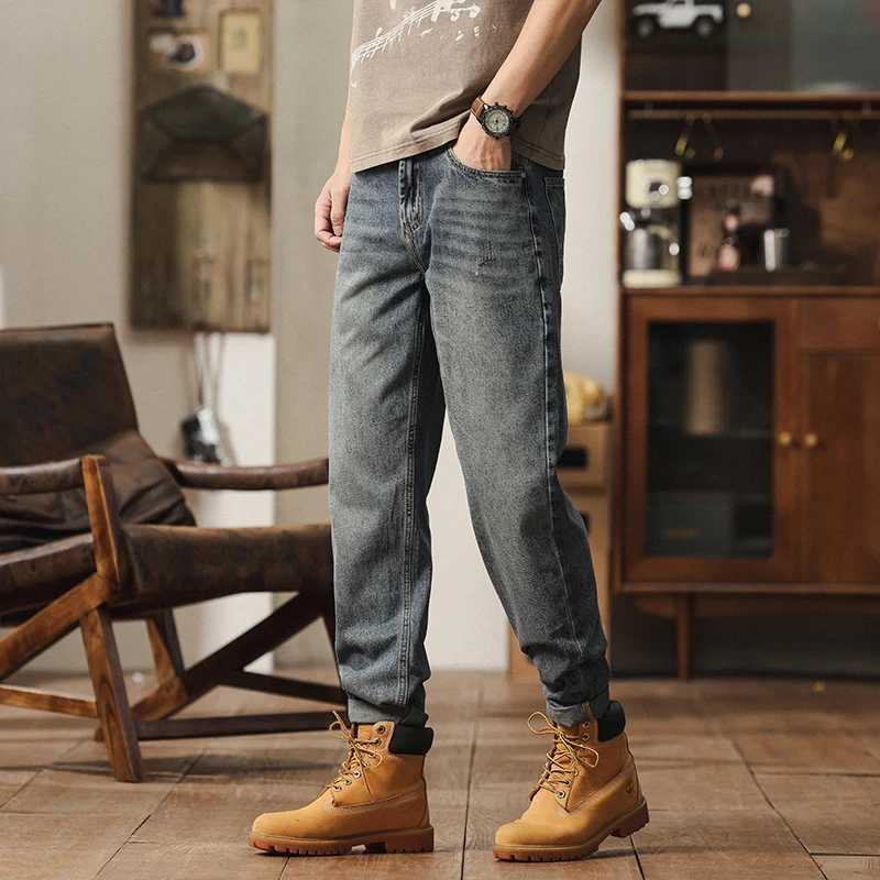 2025 summer new mens loose elastic straight leg casual denim pants fashionable and casual elastic straight leg denim pants for W250701 W250701