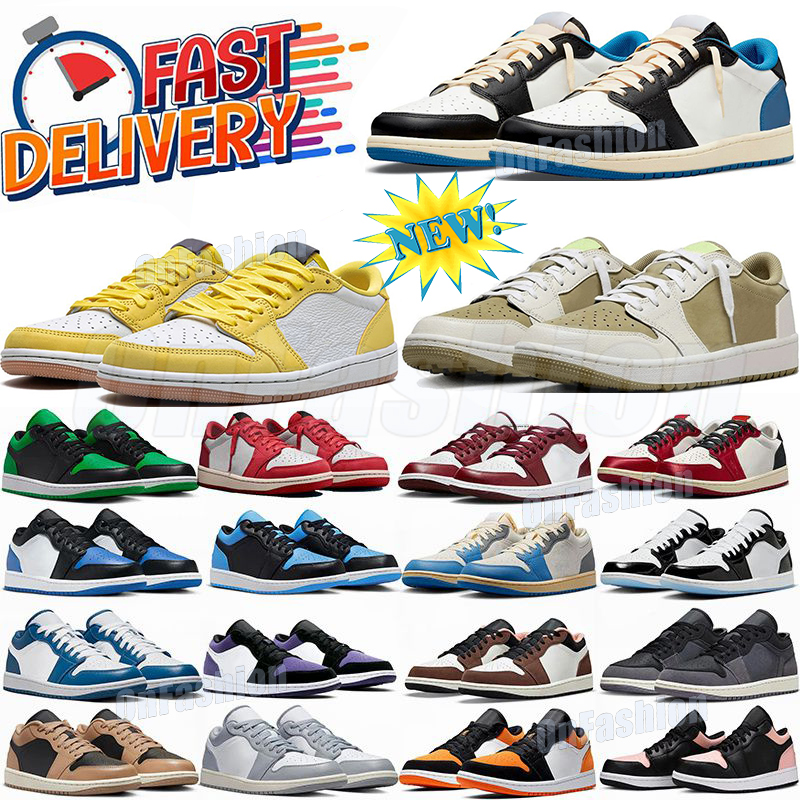 Designer Men Basketball Shoes 1 Low womens trainers University Blue Leather Hyper Royal Grey Chicago Red Dark Medium Olive Reverse Mocha OG Sport trainer Sneakers