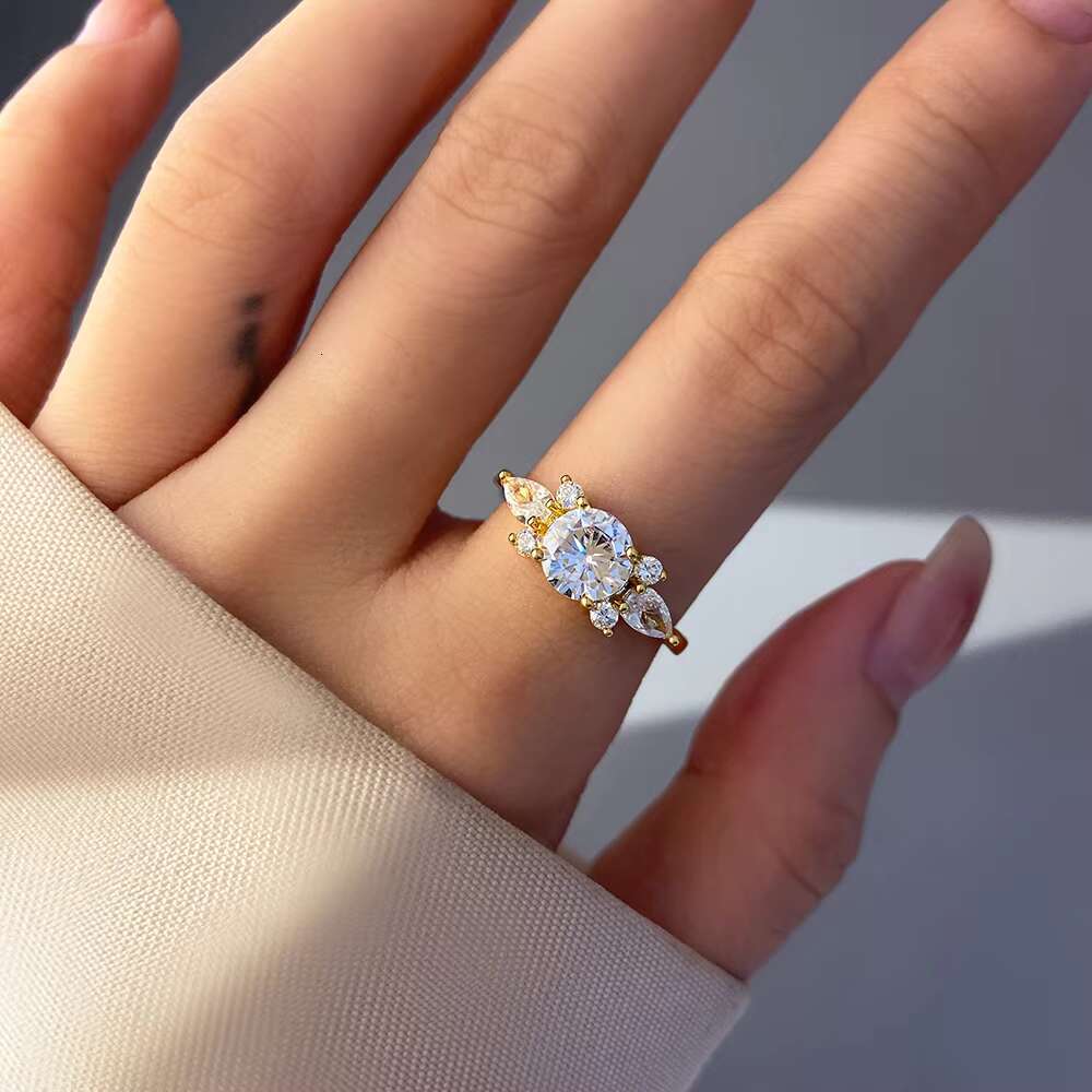 925 Sterling Silver Luxury Wedding Bands White CZ Zircon Gemstone Elegant Round Brilliant Cut Marquise for Women for Parties