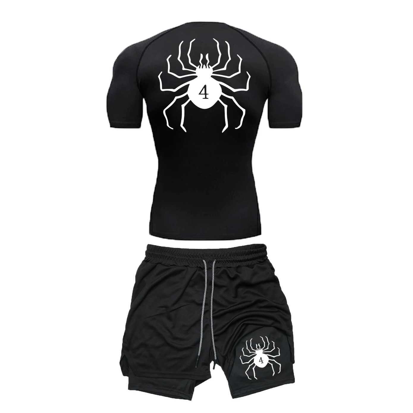 Anime Hunter X Hunter Compression Shirt Set Performance Set Mens Athletic Workout Quick Dry T+ Bilayer Shorts X250701