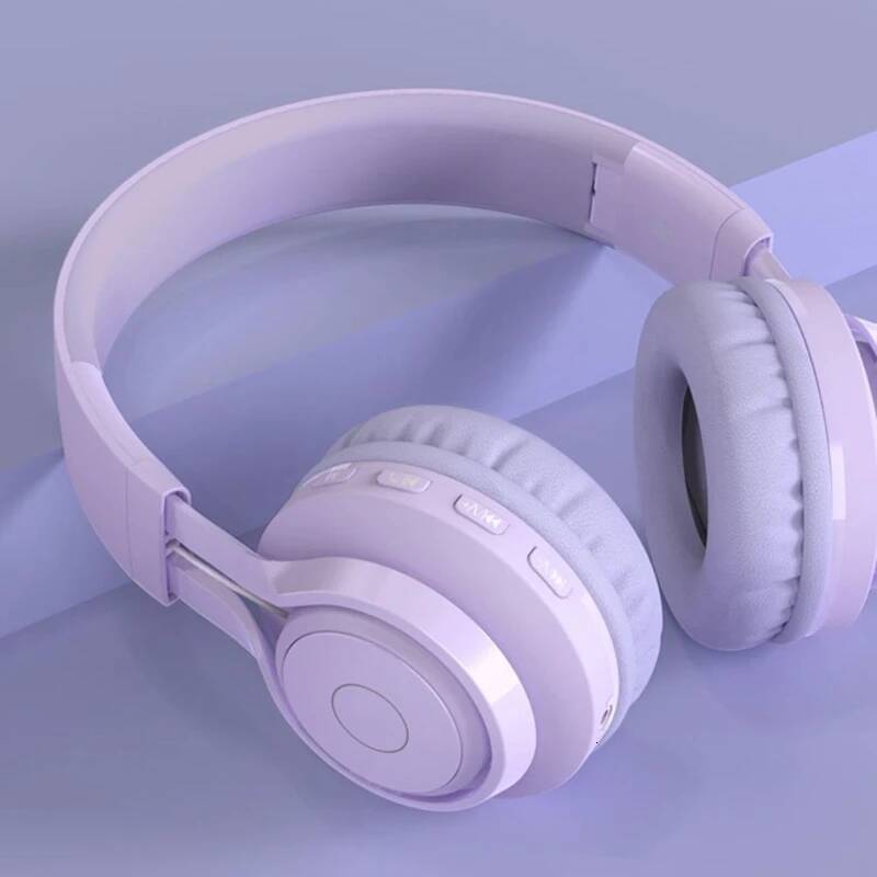 New Apricot /Pink /Purple Metal Kids Headphones Blue-Tooth Wireless Volume Limited Childrens Head-Mounted Headset